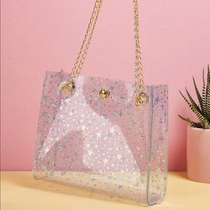 Sparkle Star Clear Vinyl Crossbody Bag